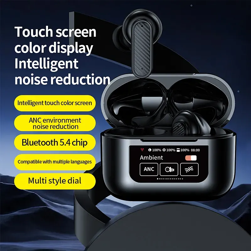 ANC+ENC Bluetooth Earbuds with Touch Screen